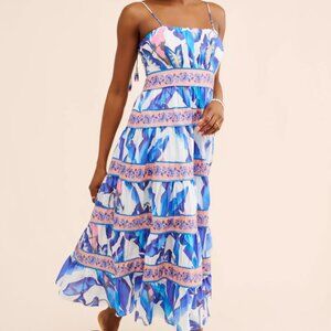 Farm Rio Blue Foliage Midi Dress NWT Size Small